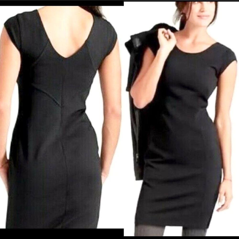 Athleta IIusion black jersey bodycon sheath mini dress M